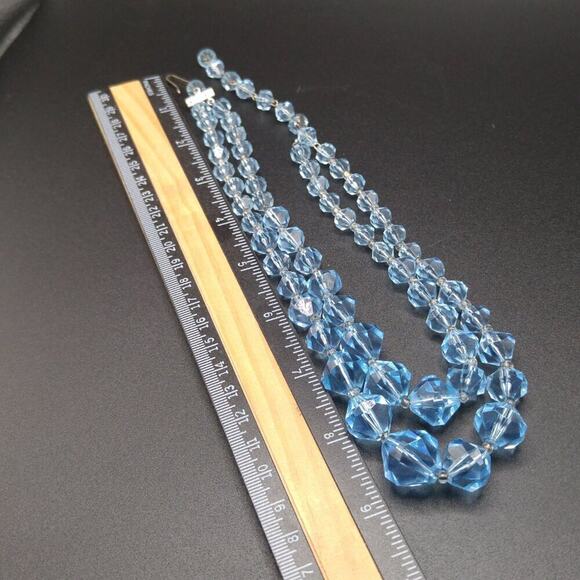 Vintage West Germany Vintage Lucite Beaded Necklace, Lt Blue, 17 Inches - Picture 6 of 10